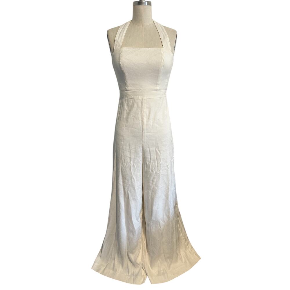 Fame & Partners White Halter Jumpsuit Size 0